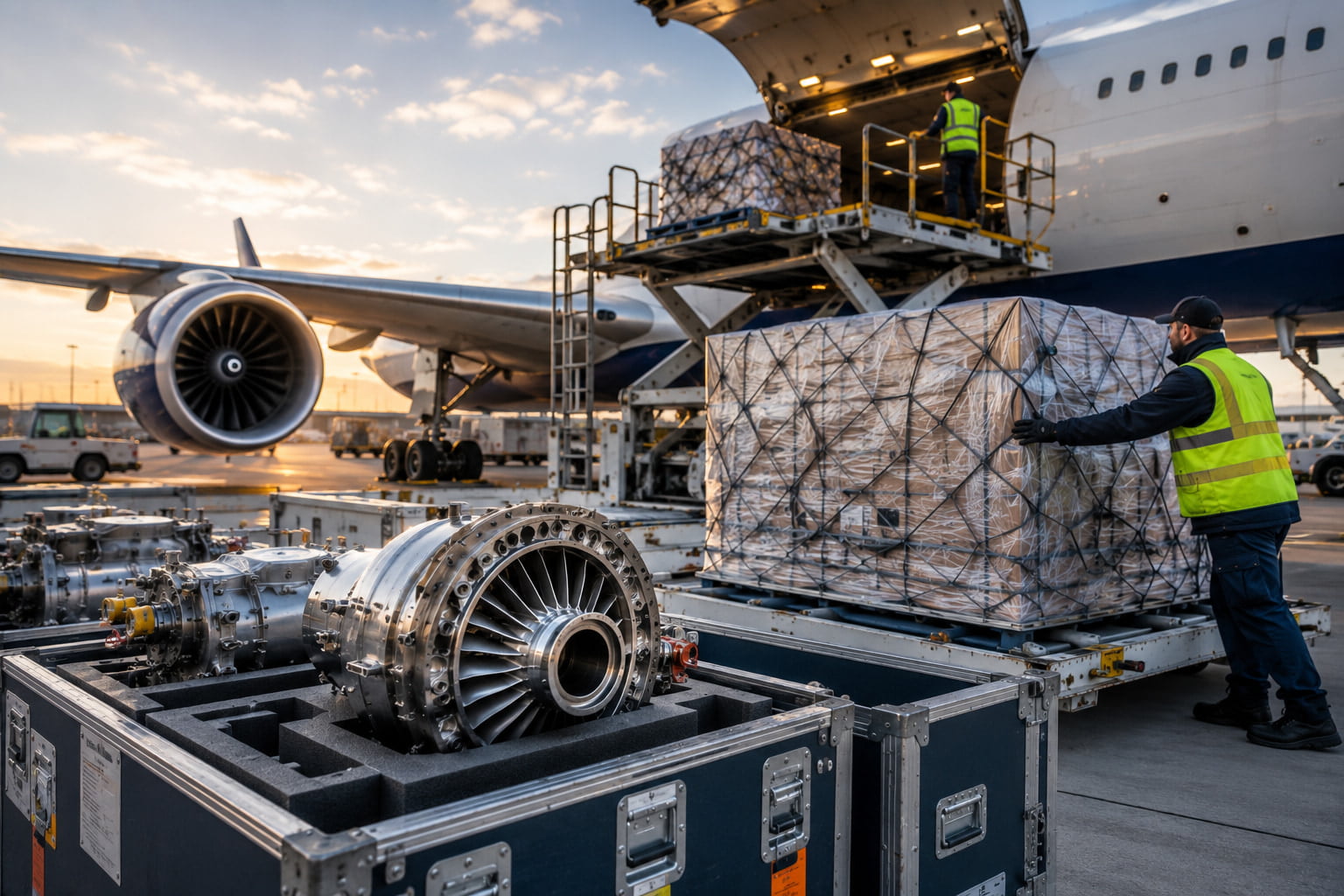 Specialist aerospace components prepared for international air cargo