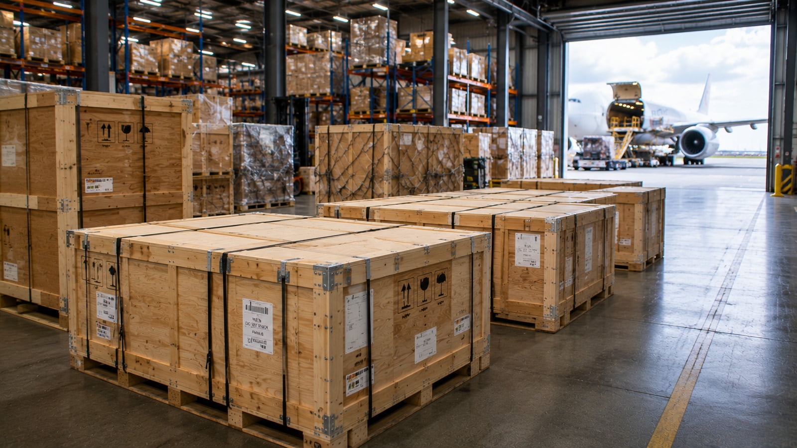 Automotive components prepared for secure international air freight