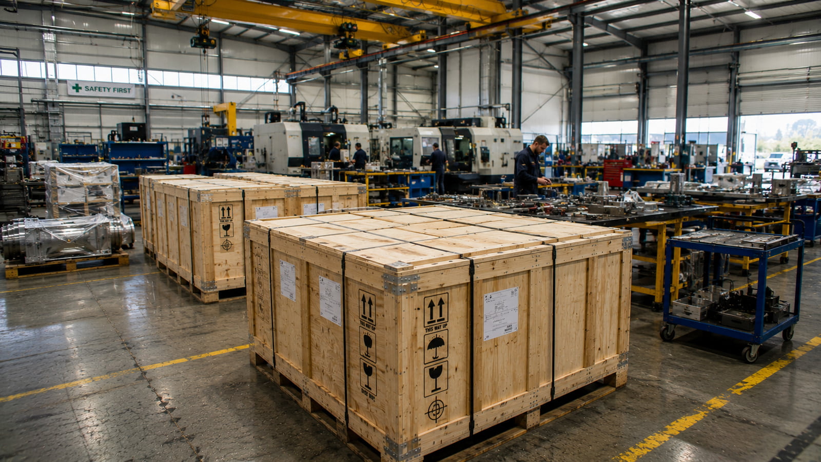 Engineering components prepared for secure international air freight
