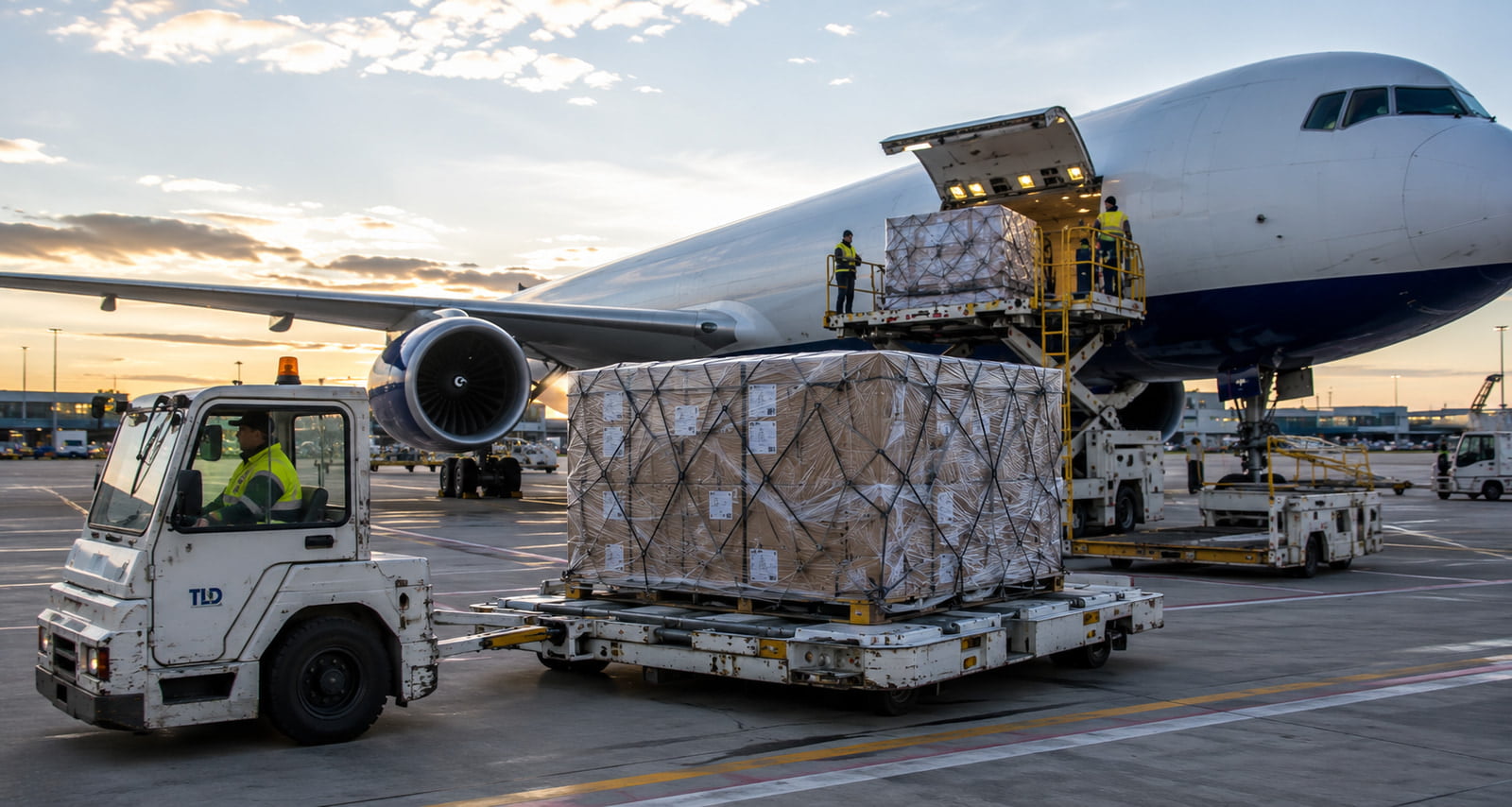 Finished manufactured goods prepared for secure international air freight